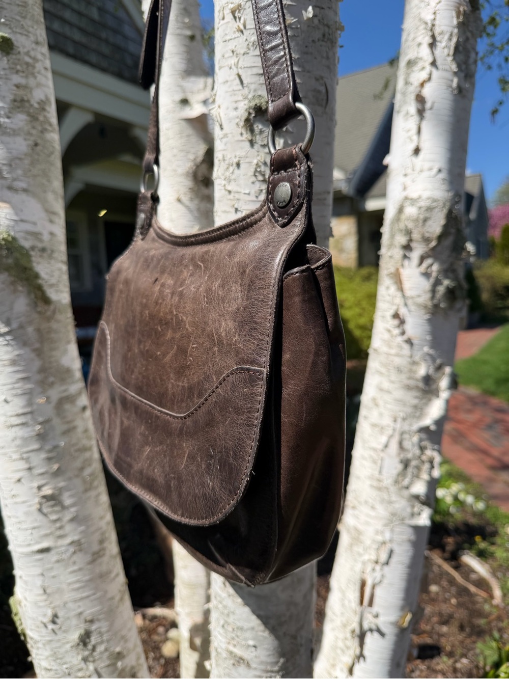 Frye Melissa Saddle Bag Brown Leather Crossbody Shoulder Bag Boho Western - Picture 3 of 15